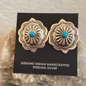 THE GENEVIEVE BLACKGOAT LARGE TURQUOISE CONCHO STUD EARRINGS